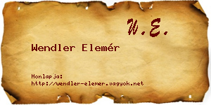 Wendler Elemér névjegykártya