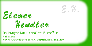 elemer wendler business card